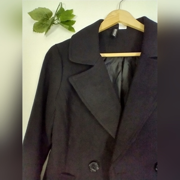 H&M Navy Pea Coat Size 2 Small - Picture 3 of 5